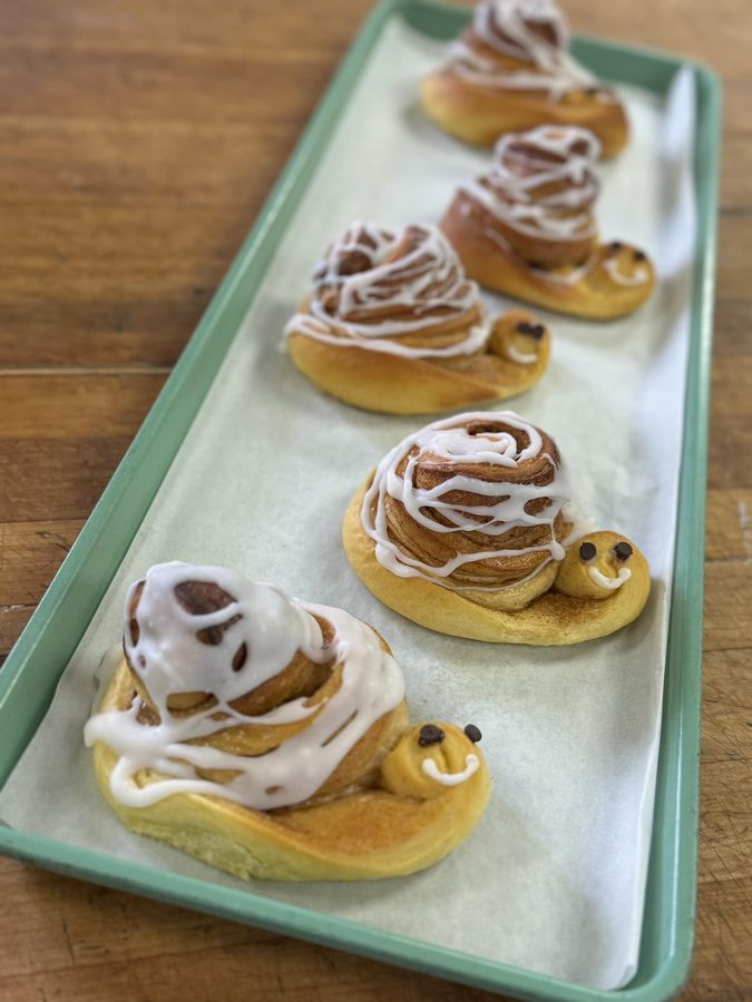 Fresh cinnamon rolls baked every morning at Warner's Bakery