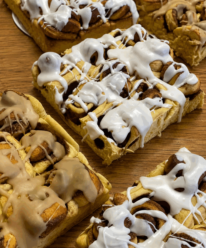 Fresh cinnamon rolls baked every morning at Warner's Bakery